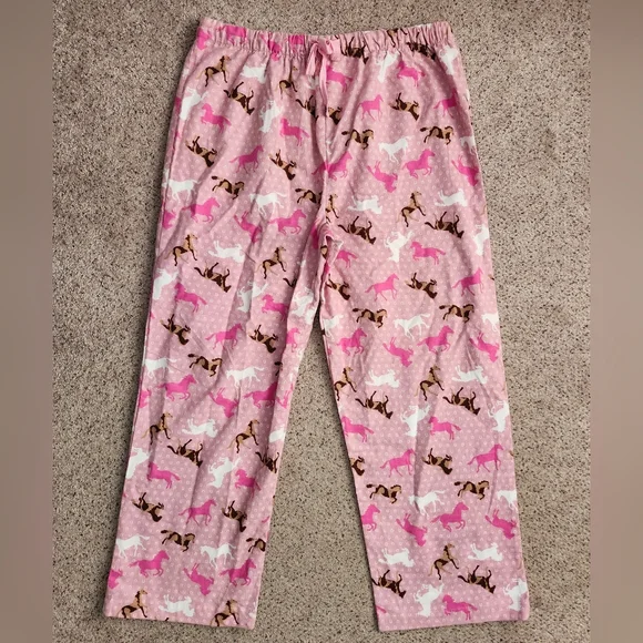 Pink Horse Print Women's Pajama Pants - Picture 2 of 8